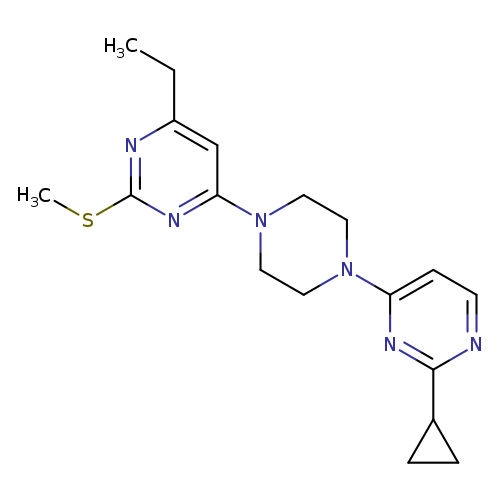 4-[4-(2-cyclopropylpyrimidin-4-yl)piperazin-1-yl]-6-ethyl-2-(methylsulfanyl)pyrimidine