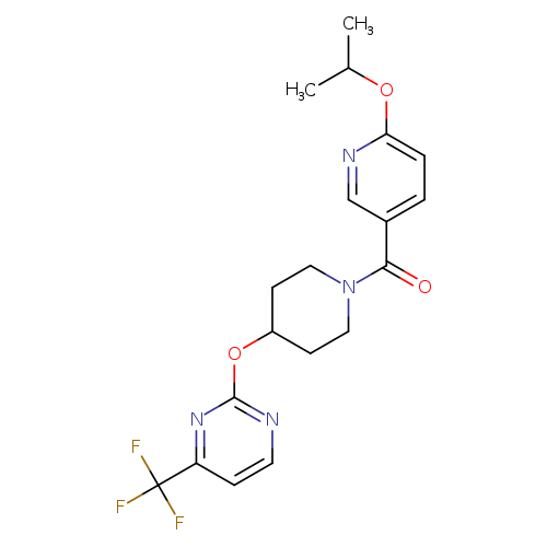2-({1-[6-(propan-2-yloxy)pyridine-3-carbonyl]piperidin-4-yl}oxy)-4-(trifluoromethyl)pyrimidine