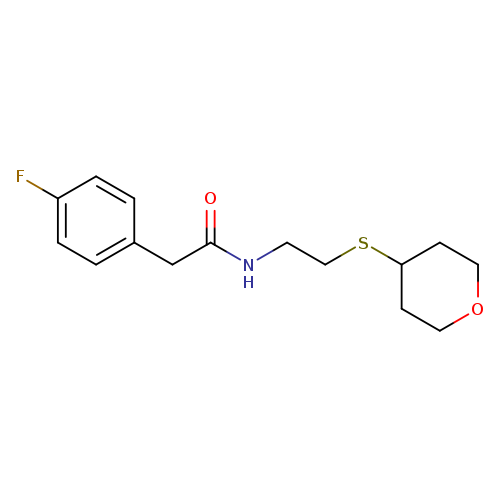 2-(4-fluorophenyl)-N-[2-(oxan-4-ylsulfanyl)ethyl]acetamide