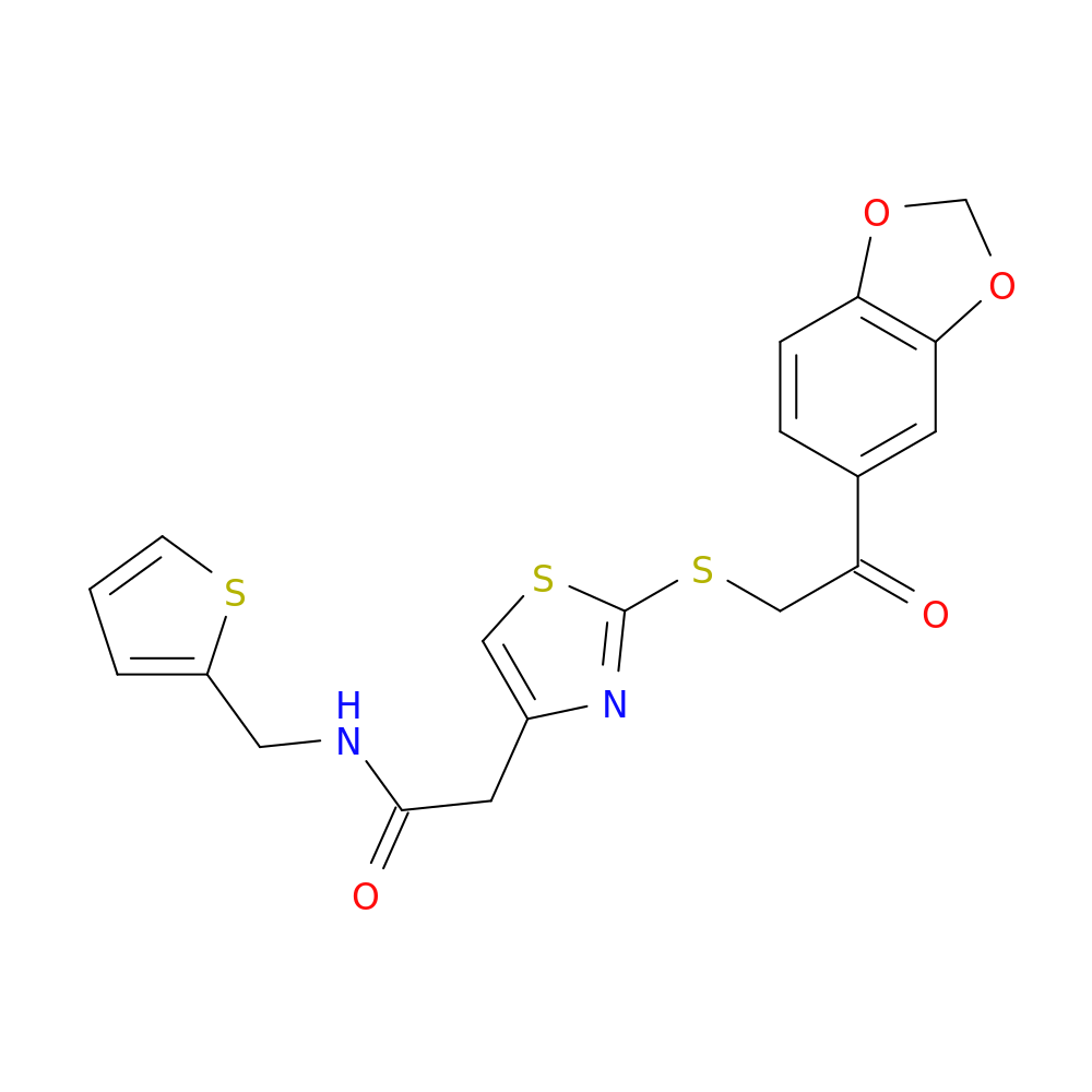2-(2-{[2-(2H-1,3-benzodioxol-5-yl)-2-oxoethyl]sulfanyl}-1,3-thiazol-4-yl)-N-[(thiophen-2-yl)methyl]acetamide