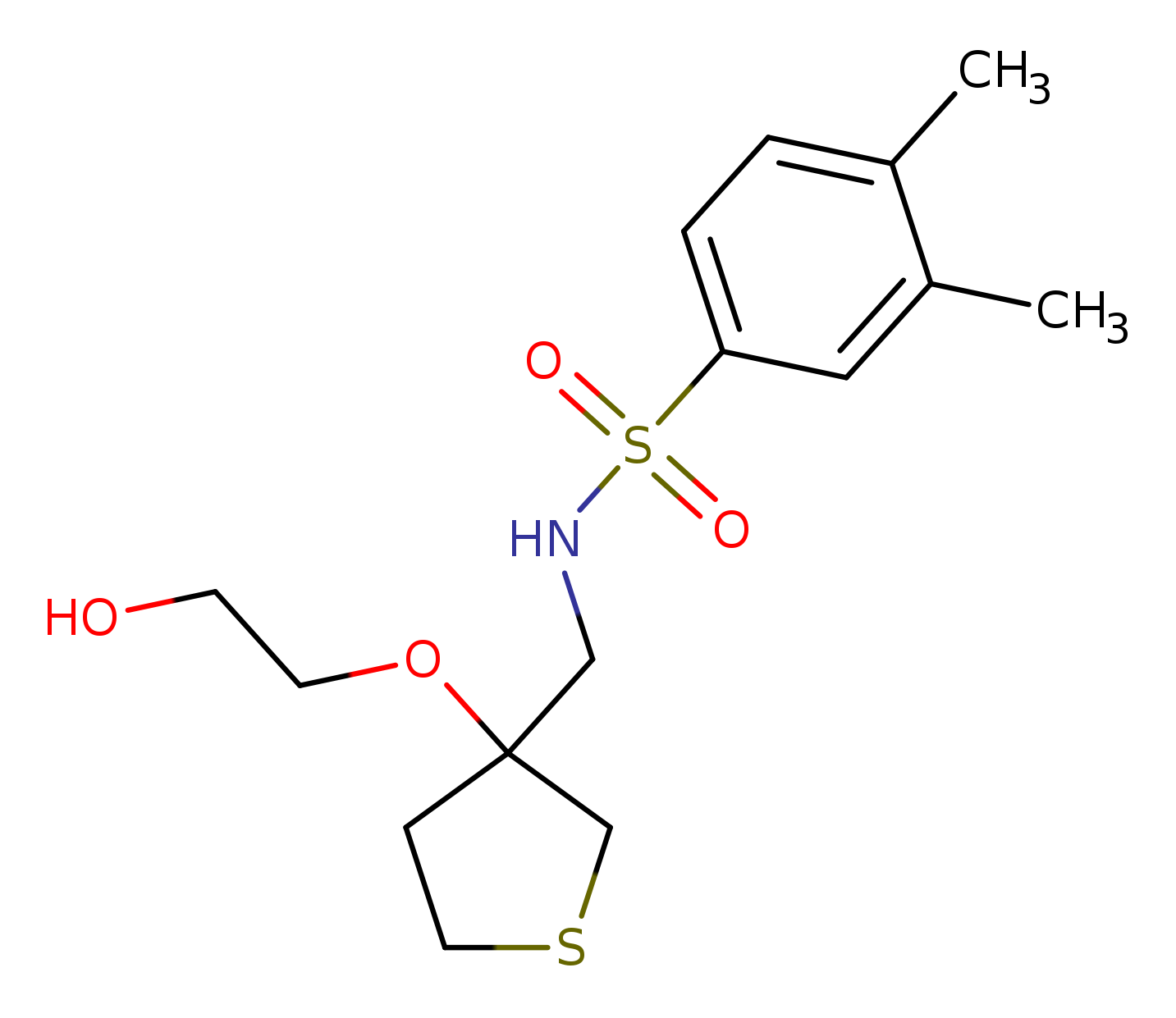 N-{[3-(2-hydroxyethoxy)thiolan-3-yl]methyl}-3,4-dimethylbenzene-1-sulfonamide