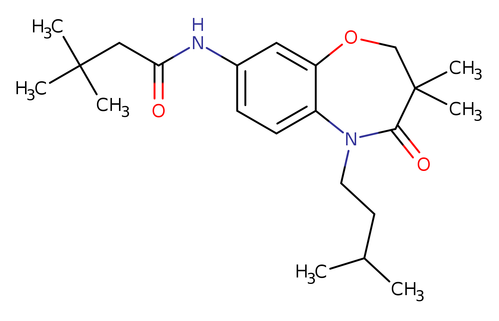 N-[3,3-dimethyl-5-(3-methylbutyl)-4-oxo-2,3,4,5-tetrahydro-1,5-benzoxazepin-8-yl]-3,3-dimethylbutanamide