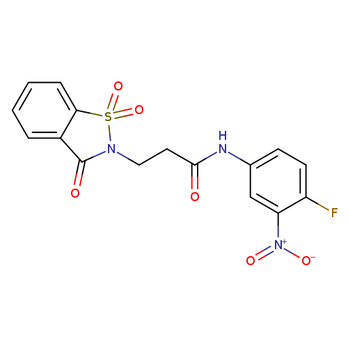 N-(4-fluoro-3-nitrophenyl)-3-(1,1,3-trioxo-2,3-dihydro-1lambda6,2-benzothiazol-2-yl)propanamide
