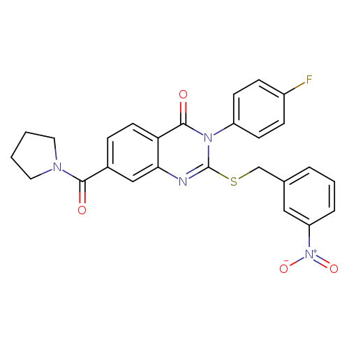 3-(4-fluorophenyl)-2-{[(3-nitrophenyl)methyl]sulfanyl}-7-(pyrrolidine-1-carbonyl)-3,4-dihydroquinazolin-4-one