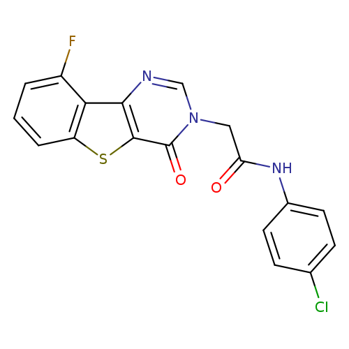 N-(4-chlorophenyl)-2-{13-fluoro-6-oxo-8-thia-3,5-diazatricyclo[7.4.0.0^{2,7}]trideca-1(13),2(7),3,9,11-pentaen-5-yl}acetamide