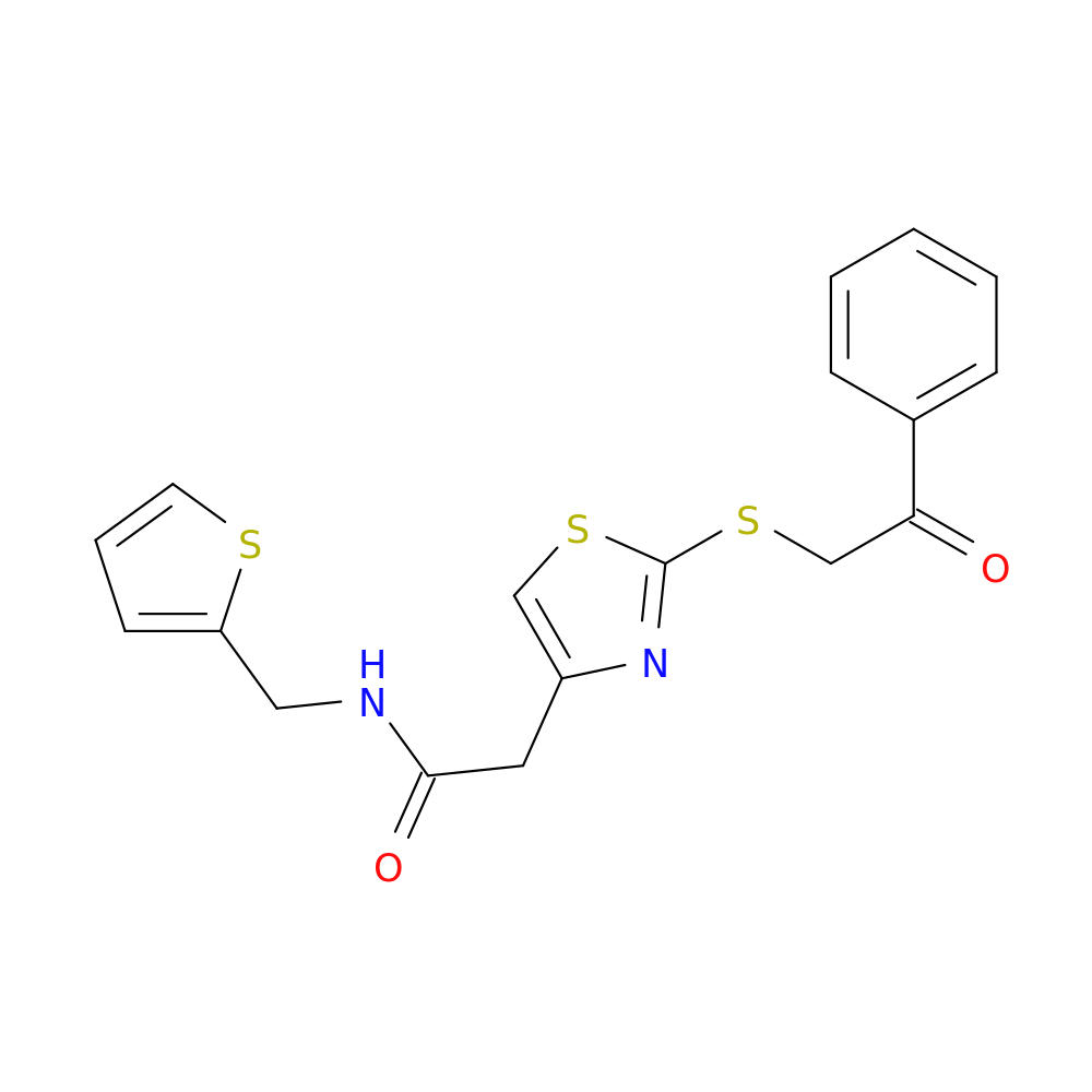 2-{2-[(2-oxo-2-phenylethyl)sulfanyl]-1,3-thiazol-4-yl}-N-[(thiophen-2-yl)methyl]acetamide
