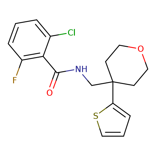 2-chloro-6-fluoro-N-{[4-(thiophen-2-yl)oxan-4-yl]methyl}benzamide