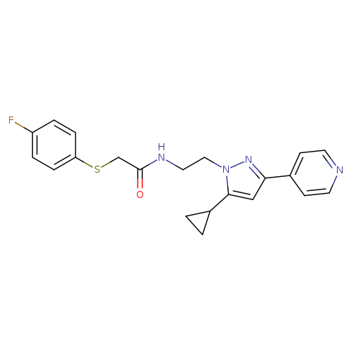 N-{2-[5-cyclopropyl-3-(pyridin-4-yl)-1H-pyrazol-1-yl]ethyl}-2-[(4-fluorophenyl)sulfanyl]acetamide
