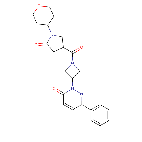 6-(3-fluorophenyl)-2-{1-[1-(oxan-4-yl)-5-oxopyrrolidine-3-carbonyl]azetidin-3-yl}-2,3-dihydropyridazin-3-one
