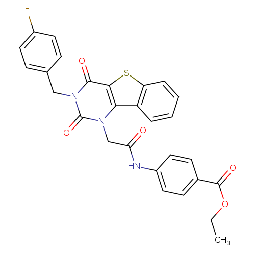 ethyl 4-(2-{5-[(4-fluorophenyl)methyl]-4,6-dioxo-8-thia-3,5-diazatricyclo[7.4.0.0^{2,7}]trideca-1(9),2(7),10,12-tetraen-3-yl}acetamido)benzoate