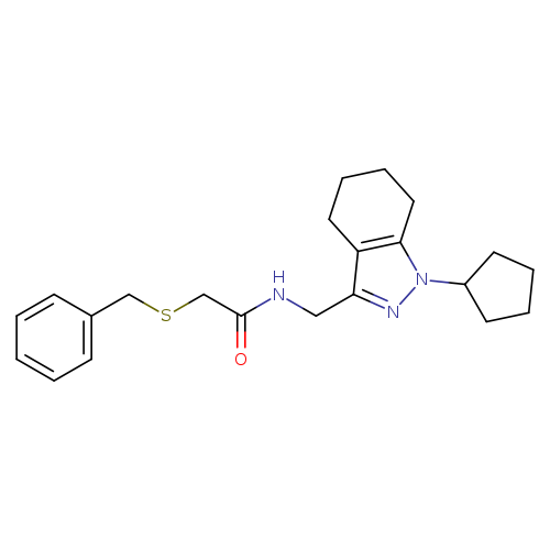 2-(benzylsulfanyl)-N-[(1-cyclopentyl-4,5,6,7-tetrahydro-1H-indazol-3-yl)methyl]acetamide
