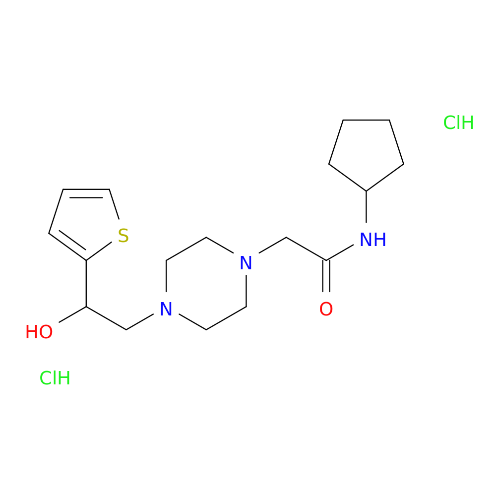 N-cyclopentyl-2-{4-[2-hydroxy-2-(thiophen-2-yl)ethyl]piperazin-1-yl}acetamide dihydrochloride