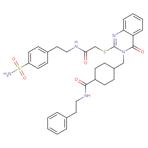 4-({4-oxo-2-[({[2-(4-sulfamoylphenyl)ethyl]carbamoyl}methyl)sulfanyl]-3,4-dihydroquinazolin-3-yl}methyl)-N-(2-phenylethyl)cyclohexane-1-carboxamide