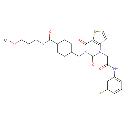 4-[(1-{[(3-fluorophenyl)carbamoyl]methyl}-2,4-dioxo-1H,2H,3H,4H-thieno[3,2-d]pyrimidin-3-yl)methyl]-N-(3-methoxypropyl)cyclohexane-1-carboxamide