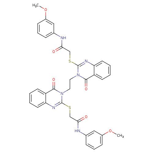 N-(3-methoxyphenyl)-2-[(3-{2-[2-({[(3-methoxyphenyl)carbamoyl]methyl}sulfanyl)-4-oxo-3,4-dihydroquinazolin-3-yl]ethyl}-4-oxo-3,4-dihydroquinazolin-2-yl)sulfanyl]acetamide