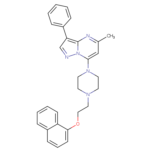1-{5-methyl-3-phenylpyrazolo[1,5-a]pyrimidin-7-yl}-4-[2-(naphthalen-1-yloxy)ethyl]piperazine