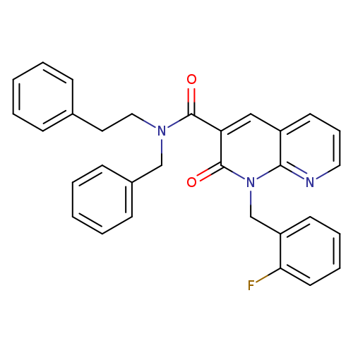 N-benzyl-1-[(2-fluorophenyl)methyl]-2-oxo-N-(2-phenylethyl)-1,2-dihydro-1,8-naphthyridine-3-carboxamide