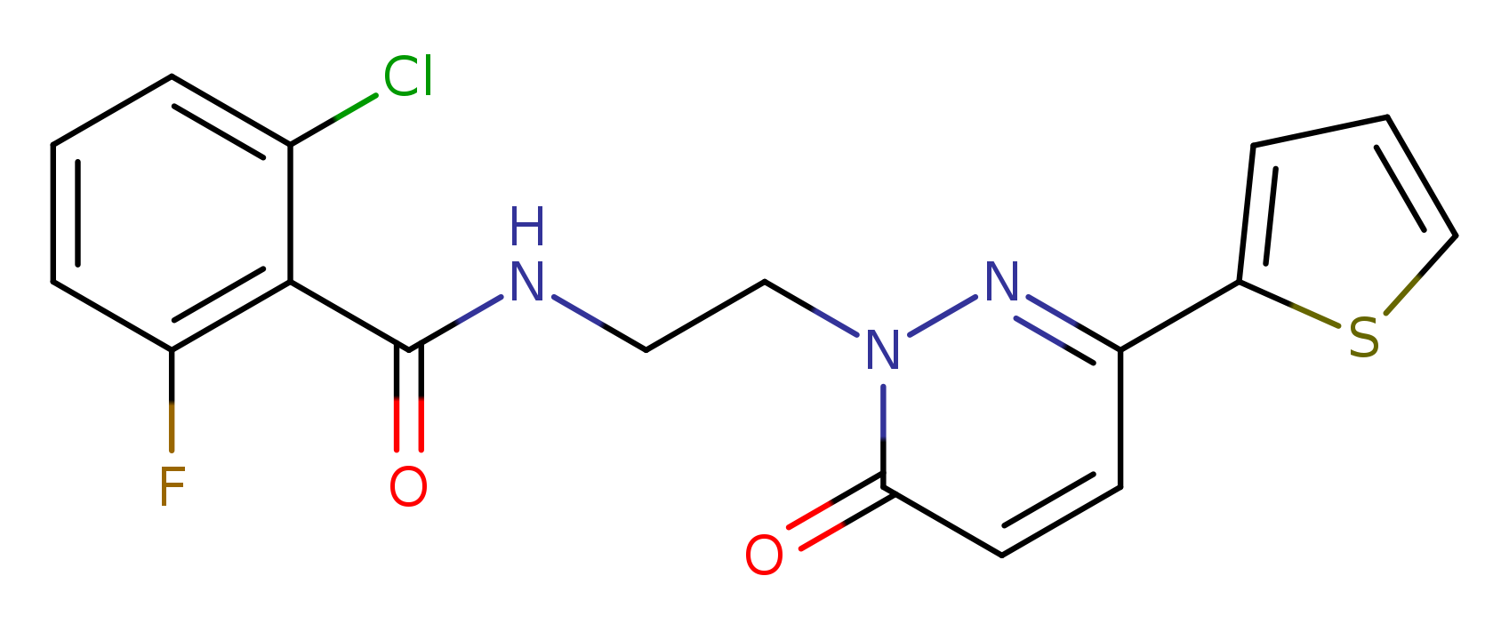2-chloro-6-fluoro-N-{2-[6-oxo-3-(thiophen-2-yl)-1,6-dihydropyridazin-1-yl]ethyl}benzamide