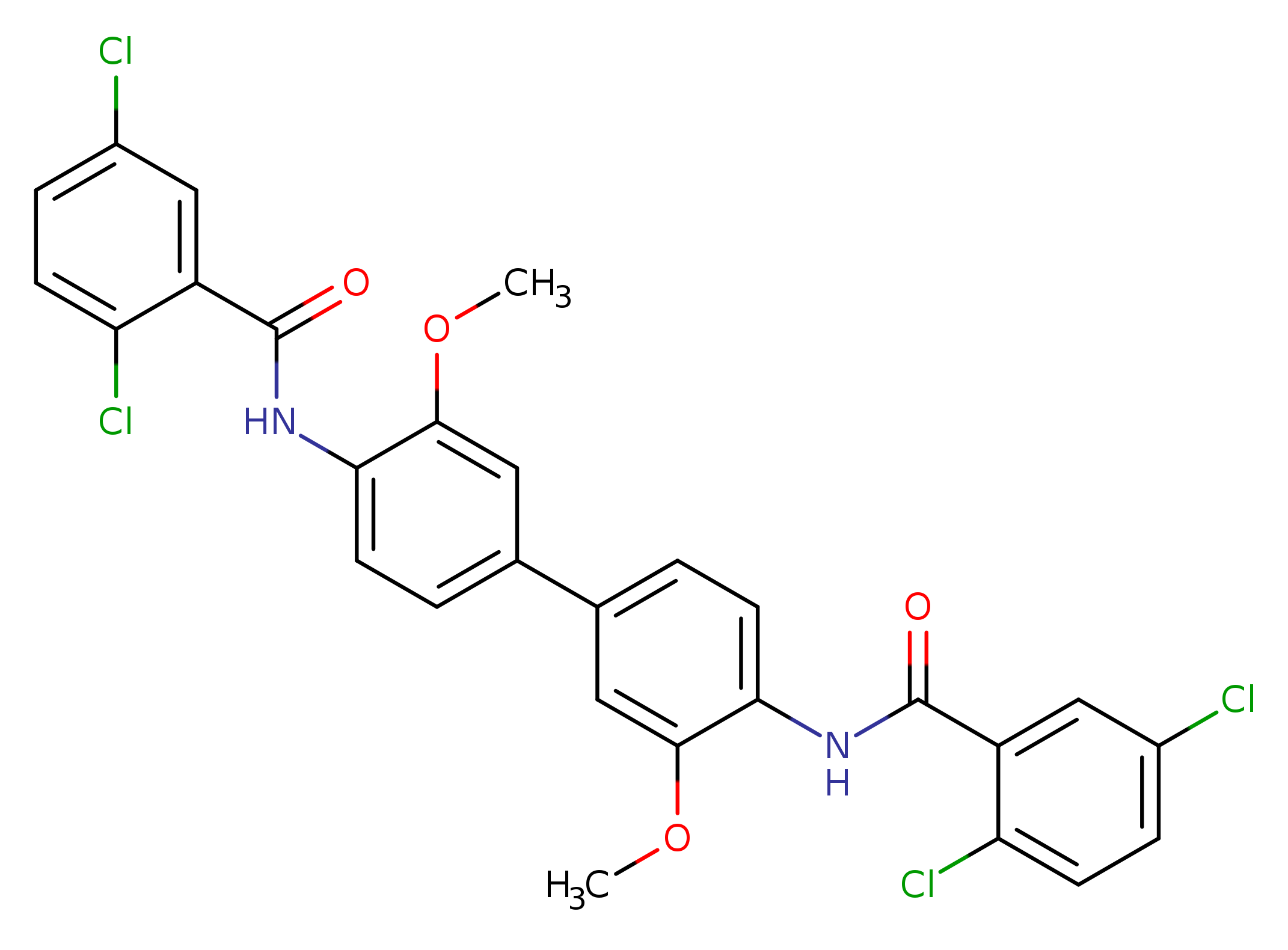 2,5-dichloro-N-[4'-(2,5-dichlorobenzamido)-3,3'-dimethoxy-[1,1'-biphenyl]-4-yl]benzamide