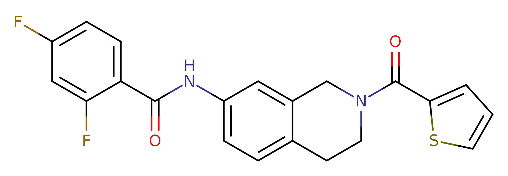 2,4-difluoro-N-[2-(thiophene-2-carbonyl)-1,2,3,4-tetrahydroisoquinolin-7-yl]benzamide