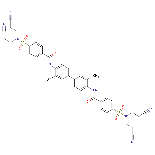 4-[bis(2-cyanoethyl)sulfamoyl]-N-(4'-{4-[bis(2-cyanoethyl)sulfamoyl]benzamido}-3,3'-dimethyl-[1,1'-biphenyl]-4-yl)benzamide