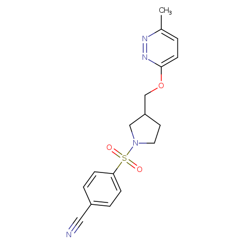 4-[(3-{[(6-methylpyridazin-3-yl)oxy]methyl}pyrrolidin-1-yl)sulfonyl]benzonitrile