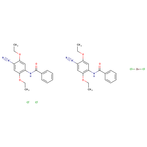 Benzenediazonium, 4-(benzoylamino)-2,5-diethoxy-,(T-4)-tetrachlorozincate(2-) (2:1)OTHER CA INDEX NAMES:Zincate(2-), tetrachloro-, (T-4)-,bis[4-(benzoylamino)-2,5-diethoxybenzenediazonium]