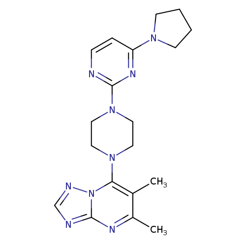 2-(4-{5,6-dimethyl-[1,2,4]triazolo[1,5-a]pyrimidin-7-yl}piperazin-1-yl)-4-(pyrrolidin-1-yl)pyrimidine