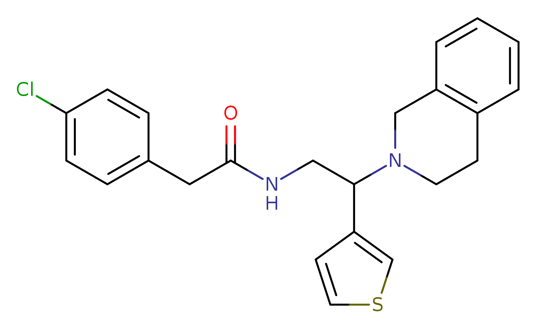 2-(4-chlorophenyl)-N-[2-(1,2,3,4-tetrahydroisoquinolin-2-yl)-2-(thiophen-3-yl)ethyl]acetamide