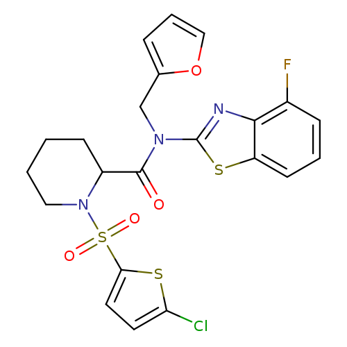 1-[(5-chlorothiophen-2-yl)sulfonyl]-N-(4-fluoro-1,3-benzothiazol-2-yl)-N-[(furan-2-yl)methyl]piperidine-2-carboxamide