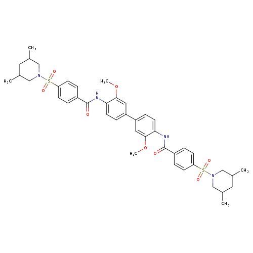 4-[(3,5-dimethylpiperidin-1-yl)sulfonyl]-N-(4'-{4-[(3,5-dimethylpiperidin-1-yl)sulfonyl]benzamido}-3,3'-dimethoxy-[1,1'-biphenyl]-4-yl)benzamide