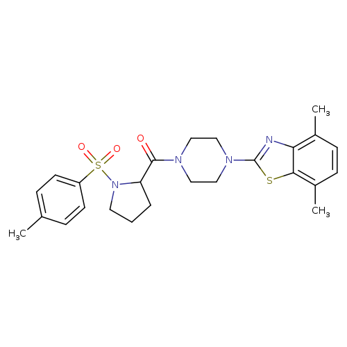 4,7-dimethyl-2-{4-[1-(4-methylbenzenesulfonyl)pyrrolidine-2-carbonyl]piperazin-1-yl}-1,3-benzothiazole
