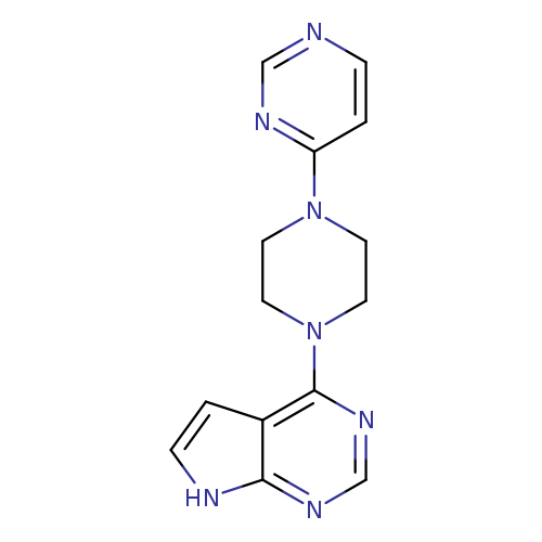 4-(4-{7H-pyrrolo[2,3-d]pyrimidin-4-yl}piperazin-1-yl)pyrimidine