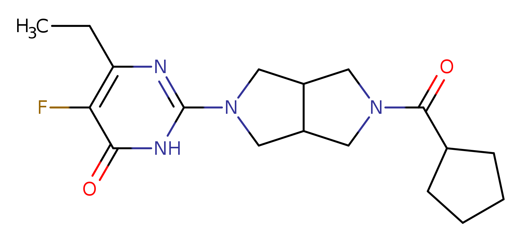 2-{5-cyclopentanecarbonyl-octahydropyrrolo[3,4-c]pyrrol-2-yl}-6-ethyl-5-fluoro-3,4-dihydropyrimidin-4-one