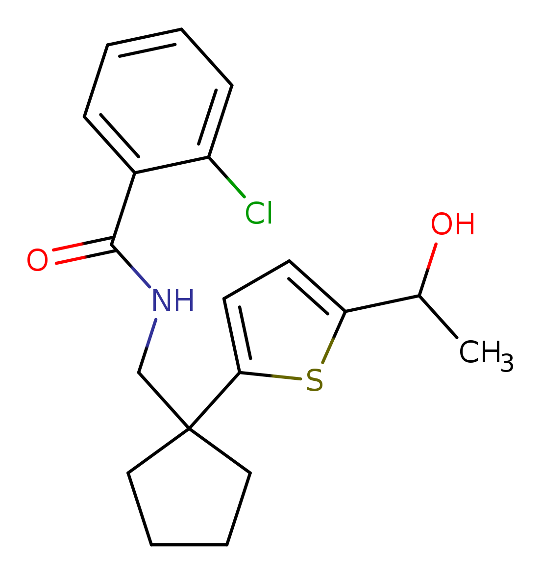 2-chloro-N-({1-[5-(1-hydroxyethyl)thiophen-2-yl]cyclopentyl}methyl)benzamide