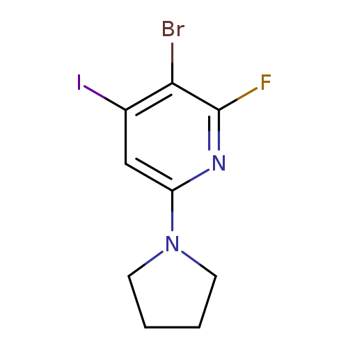 3-Bromo-2-fluoro-4-iodo-6-(pyrrolidin-1-yl)-pyridine