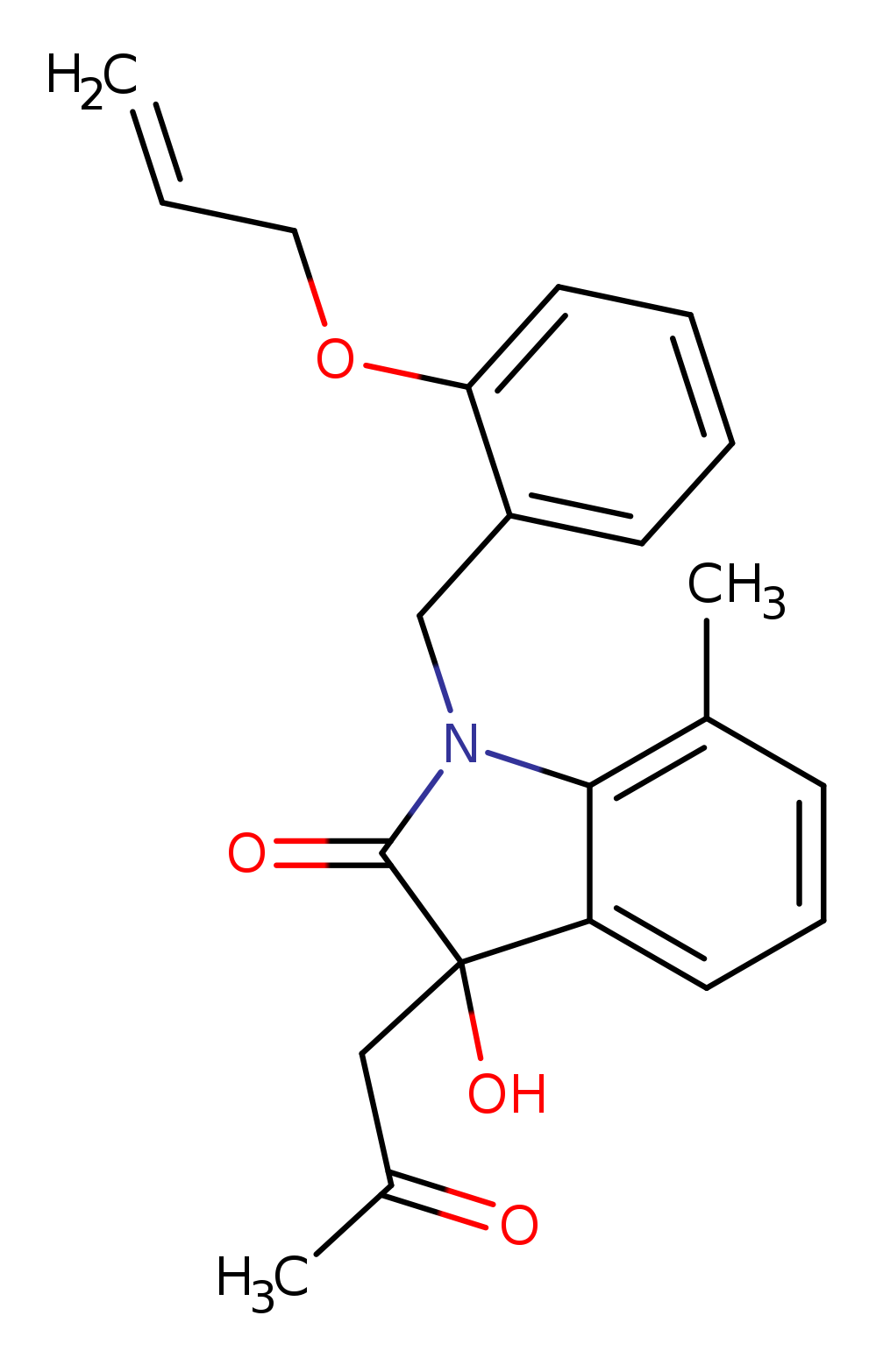 3-hydroxy-7-methyl-3-(2-oxopropyl)-1-{[2-(prop-2-en-1-yloxy)phenyl]methyl}-2,3-dihydro-1H-indol-2-one
