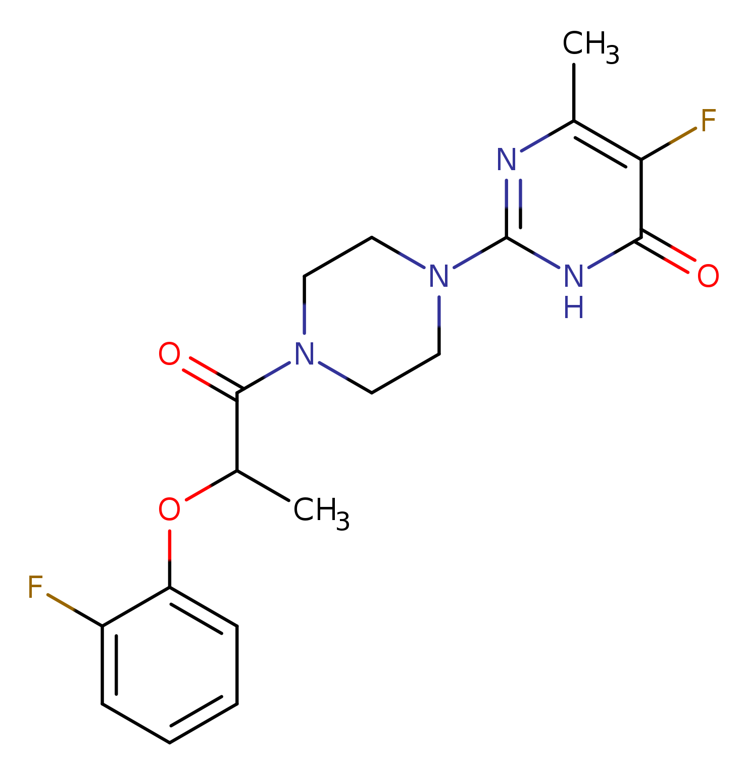 5-fluoro-2-{4-[2-(2-fluorophenoxy)propanoyl]piperazin-1-yl}-6-methyl-3,4-dihydropyrimidin-4-one