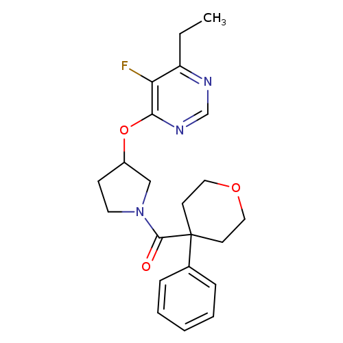 4-ethyl-5-fluoro-6-{[1-(4-phenyloxane-4-carbonyl)pyrrolidin-3-yl]oxy}pyrimidine