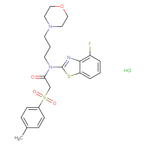 N-(4-fluoro-1,3-benzothiazol-2-yl)-2-(4-methylbenzenesulfonyl)-N-[3-(morpholin-4-yl)propyl]acetamide hydrochloride