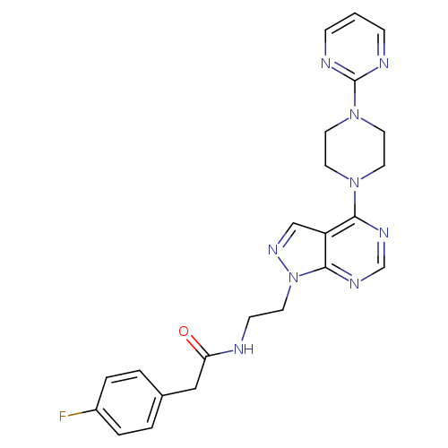 2-(4-fluorophenyl)-N-(2-{4-[4-(pyrimidin-2-yl)piperazin-1-yl]-1H-pyrazolo[3,4-d]pyrimidin-1-yl}ethyl)acetamide