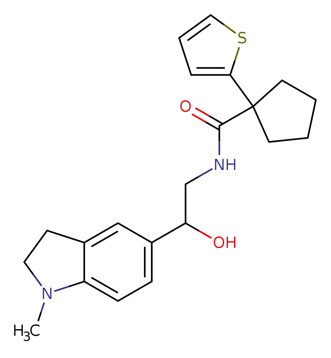 N-[2-hydroxy-2-(1-methyl-2,3-dihydro-1H-indol-5-yl)ethyl]-1-(thiophen-2-yl)cyclopentane-1-carboxamide