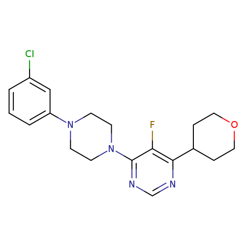 4-[4-(3-chlorophenyl)piperazin-1-yl]-5-fluoro-6-(oxan-4-yl)pyrimidine