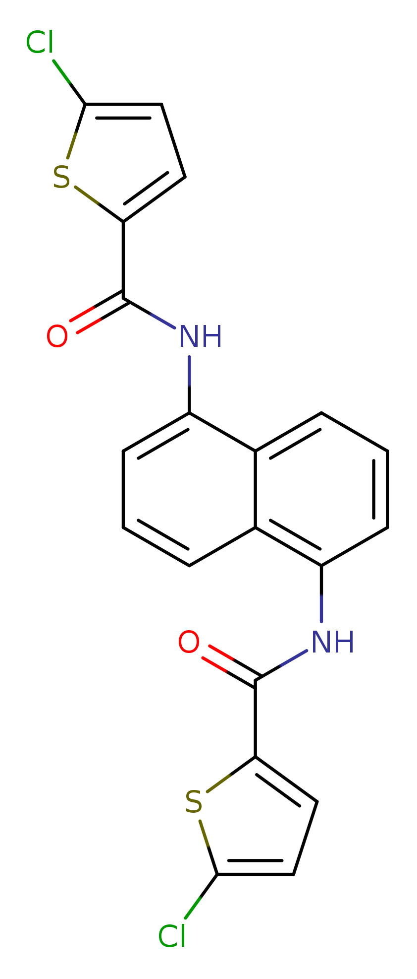 5-chloro-N-[5-(5-chlorothiophene-2-amido)naphthalen-1-yl]thiophene-2-carboxamide