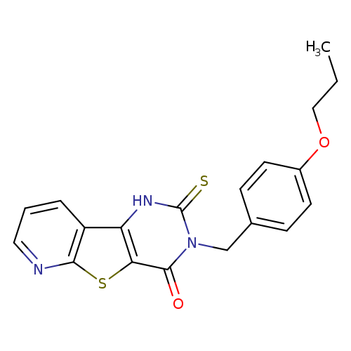 5-[(4-propoxyphenyl)methyl]-4-sulfanylidene-8-thia-3,5,10-triazatricyclo[7.4.0.0?,?]trideca-1(9),2(7),10,12-tetraen-6-one