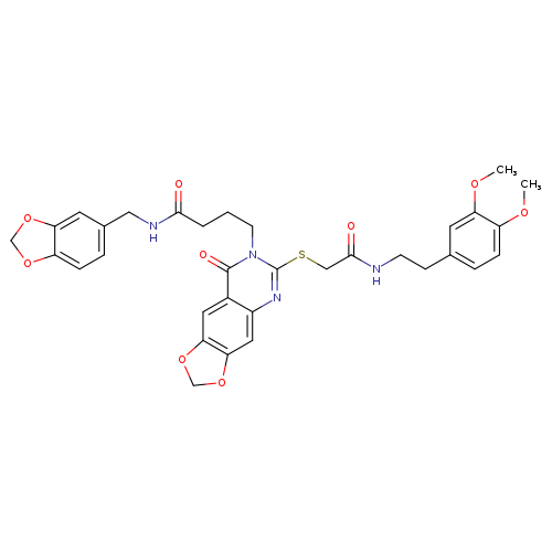 N-[(2H-1,3-benzodioxol-5-yl)methyl]-4-{6-[({[2-(3,4-dimethoxyphenyl)ethyl]carbamoyl}methyl)sulfanyl]-8-oxo-2H,7H,8H-[1,3]dioxolo[4,5-g]quinazolin-7-yl}butanamide