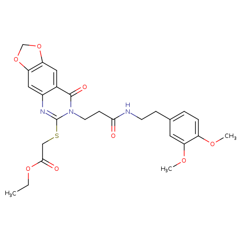 ethyl 2-{[7-(2-{[2-(3,4-dimethoxyphenyl)ethyl]carbamoyl}ethyl)-8-oxo-2H,7H,8H-[1,3]dioxolo[4,5-g]quinazolin-6-yl]sulfanyl}acetate