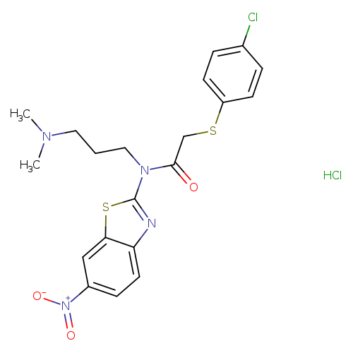 2-[(4-chlorophenyl)sulfanyl]-N-[3-(dimethylamino)propyl]-N-(6-nitro-1,3-benzothiazol-2-yl)acetamide hydrochloride