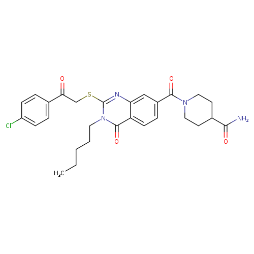 1-(2-{[2-(4-chlorophenyl)-2-oxoethyl]sulfanyl}-4-oxo-3-pentyl-3,4-dihydroquinazoline-7-carbonyl)piperidine-4-carboxamide