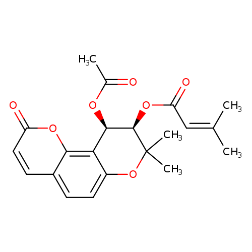 3-Methyl-2-butenoic acid (9R,10R)-10-acetoxy-9,10-dihydro-8,8-dimethyl-2-oxo-2H,8H-benzo[1,2-b